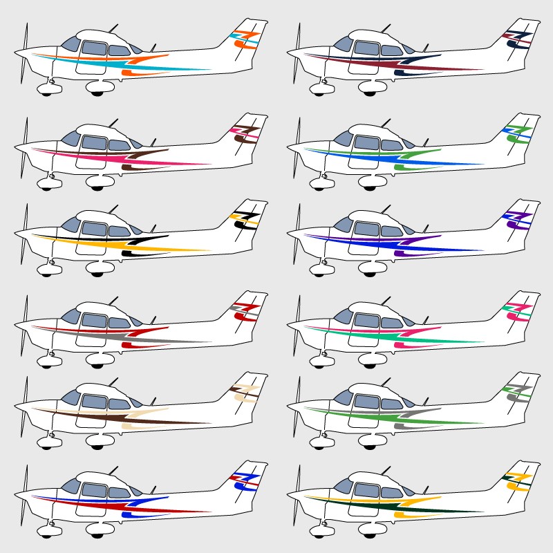 Stickers de décoration 3 pour avion Cessna 172