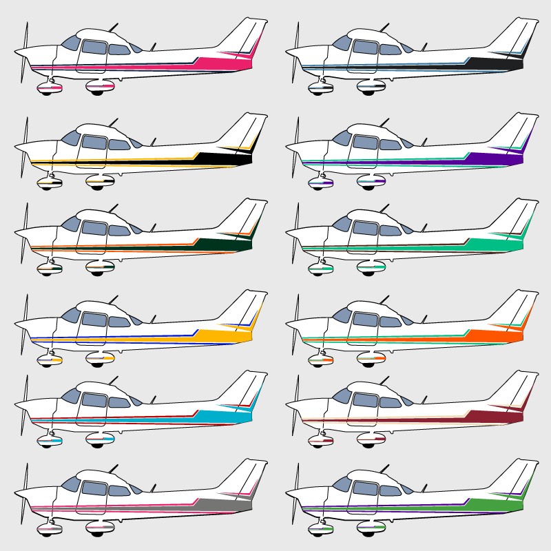 Stickers de décoration 4 pour avion Cessna 172