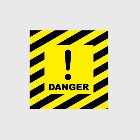 Stickers Danger Carré rayé jaune